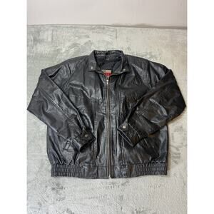 Vtg Cooper Sportswear Genuine Black Leather Jacket Men's MT Medium Tall Bomber